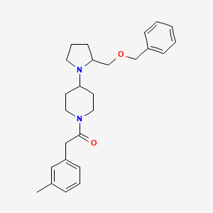 molecular formula C26H34N2O2 B2760565 1-(4-(2-((Benzyloxy)methyl)pyrrolidin-1-yl)piperidin-1-yl)-2-(m-tolyl)ethanone CAS No. 2034612-36-5