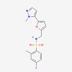 4-Fluoro-2-methyl-N-[[5-(2-methylpyrazol-3-yl)furan-2-yl]methyl]benzenesulfonamide