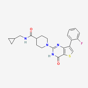 molecular formula C22H23FN4O2S B2760582 N-(cyclopropylmethyl)-1-[7-(2-fluorophenyl)-4-oxo-3,4-dihydrothieno[3,2-d]pyrimidin-2-yl]piperidine-4-carboxamide CAS No. 1243062-80-7
