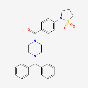 molecular formula C27H29N3O3S B2760596 (4-Benzhydrylpiperazin-1-yl)(4-(1,1-dioxidoisothiazolidin-2-yl)phenyl)methanone CAS No. 899965-64-1