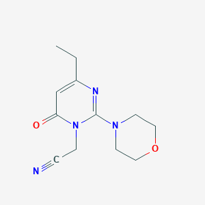 molecular formula C12H16N4O2 B2760597 [4-乙基-2-吗啉基-6-氧代-1(6H)-嘧啶基]甲腈 CAS No. 1341000-49-4