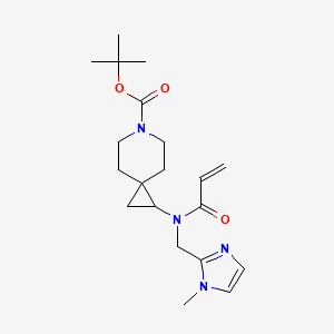 molecular formula C20H30N4O3 B2760598 Tert-butyl 2-[(1-methylimidazol-2-yl)methyl-prop-2-enoylamino]-6-azaspiro[2.5]octane-6-carboxylate CAS No. 2411315-59-6