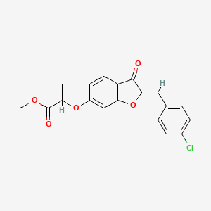 B2760625 (Z)-methyl 2-((2-(4-chlorobenzylidene)-3-oxo-2,3-dihydrobenzofuran-6-yl)oxy)propanoate CAS No. 623122-84-9