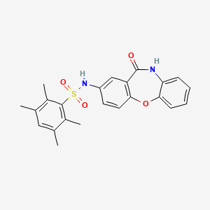 molecular formula C23H22N2O4S B2760629 2,3,5,6-四甲基-N-(11-氧代-10,11-二氢二苯并[b,f][1,4]噁唑-2-基)苯磺酰胺 CAS No. 922137-44-8