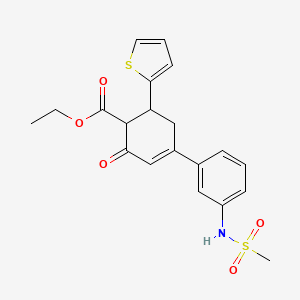 molecular formula C20H21NO5S2 B2760631 Ethyl 4-[3-(methanesulfonamido)phenyl]-2-oxo-6-thiophen-2-ylcyclohex-3-ene-1-carboxylate CAS No. 797775-27-0