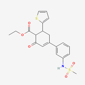 molecular formula C20H21NO5S2 B2760631 乙酸-4-[3-(甲磺酰氨基)苯基]-2-氧代-6-噻吩-2-基环己-3-烯-1-羧酸酯 CAS No. 797775-27-0