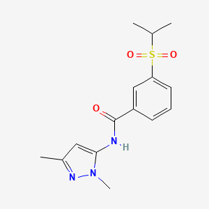 molecular formula C15H19N3O3S B2760633 N-(1,3-二甲基-1H-吡唑-5-基)-3-(异丙基磺酰基)苯甲酰胺 CAS No. 1171425-05-0