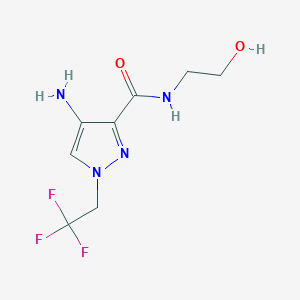 molecular formula C8H11F3N4O2 B2760646 4-Amino-N-(2-hydroxyethyl)-1-(2,2,2-trifluoroethyl)-1H-pyrazole-3-carboxamide CAS No. 2101197-95-7
