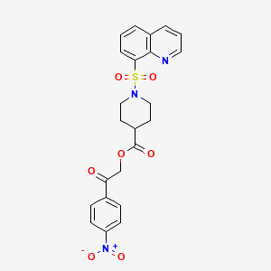 molecular formula C23H21N3O7S B2760647 2-(4-Nitrophenyl)-2-oxoethyl 1-(8-quinolinylsulfonyl)-4-piperidinecarboxylate CAS No. 327093-26-5