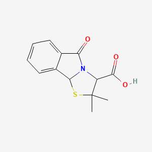molecular formula C13H13NO3S B2760651 2,2-Dimethyl-5-oxo-2,3,5,9b-tetrahydro[1,3]thiazolo[2,3-a]isoindole-3-carboxylic acid CAS No. 1217983-08-8