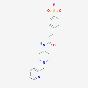 molecular formula C20H24FN3O3S B2760653 4-[3-Oxo-3-[[1-(pyridin-2-ylmethyl)piperidin-4-yl]amino]propyl]benzenesulfonyl fluoride CAS No. 2248877-91-8