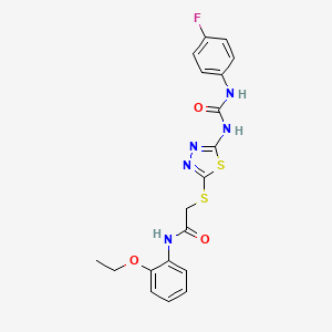 molecular formula C19H18FN5O3S2 B2760654 N-(2-ethoxyphenyl)-2-((5-(3-(4-fluorophenyl)ureido)-1,3,4-thiadiazol-2-yl)thio)acetamide CAS No. 886935-51-9