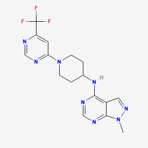 molecular formula C16H17F3N8 B2760661 1-methyl-N-(1-(6-(trifluoromethyl)pyrimidin-4-yl)piperidin-4-yl)-1H-pyrazolo[3,4-d]pyrimidin-4-amine CAS No. 2034330-74-8