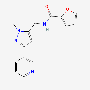 molecular formula C15H14N4O2 B2760663 N-((1-methyl-3-(pyridin-3-yl)-1H-pyrazol-5-yl)methyl)furan-2-carboxamide CAS No. 2034375-88-5