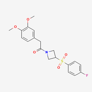 molecular formula C19H20FNO5S B2760698 2-(3,4-Dimethoxyphenyl)-1-(3-((4-fluorophenyl)sulfonyl)azetidin-1-yl)ethanone CAS No. 1797017-06-1