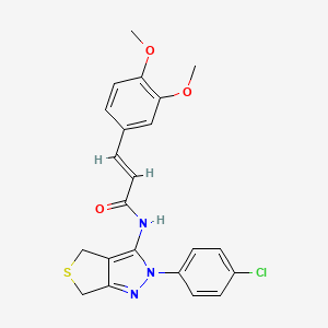 molecular formula C22H20ClN3O3S B2760706 (E)-N-(2-(4-chlorophenyl)-4,6-dihydro-2H-thieno[3,4-c]pyrazol-3-yl)-3-(3,4-dimethoxyphenyl)acrylamide CAS No. 444185-14-2