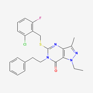 5-((2-chloro-6-fluorobenzyl)thio)-1-ethyl-3-methyl-6-phenethyl-1H-pyrazolo[4,3-d]pyrimidin-7(6H)-one
