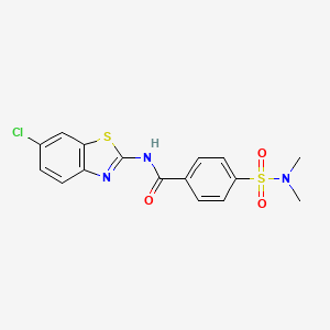 molecular formula C16H14ClN3O3S2 B2760729 N-(6-chloro-1,3-benzothiazol-2-yl)-4-(dimethylsulfamoyl)benzamide CAS No. 313403-55-3