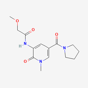 molecular formula C14H19N3O4 B2760733 2-甲氧基-N-(1-甲基-2-氧代-5-(吡咯啶-1-甲酰)-1,2-二氢吡啶-3-基)乙酰胺 CAS No. 1207019-65-5