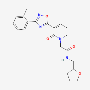 molecular formula C21H22N4O4 B2760741 2-{3-[3-(2-methylphenyl)-1,2,4-oxadiazol-5-yl]-2-oxo-1,2-dihydropyridin-1-yl}-N-[(oxolan-2-yl)methyl]acetamide CAS No. 1190020-20-2