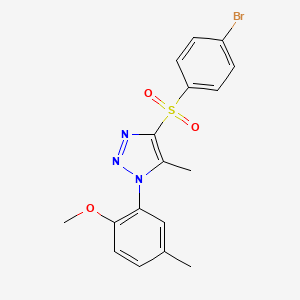 molecular formula C17H16BrN3O3S B2760743 4-(4-bromobenzenesulfonyl)-1-(2-methoxy-5-methylphenyl)-5-methyl-1H-1,2,3-triazole CAS No. 1097885-23-8