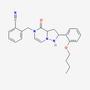 molecular formula C24H22N4O2 B2760747 2-{[2-(2-butoxyphenyl)-4-oxo-4H,5H-pyrazolo[1,5-a]pyrazin-5-yl]methyl}benzonitrile CAS No. 2320953-34-0