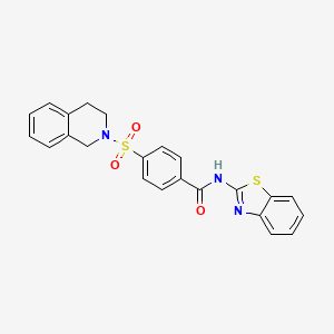 molecular formula C23H19N3O3S2 B2760780 N-(benzo[d]thiazol-2-yl)-4-((3,4-dihydroisoquinolin-2(1H)-yl)sulfonyl)benzamide CAS No. 361480-54-8