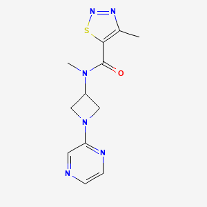 molecular formula C12H14N6OS B2760791 N,4-Dimethyl-N-(1-pyrazin-2-ylazetidin-3-yl)thiadiazole-5-carboxamide CAS No. 2380044-70-0