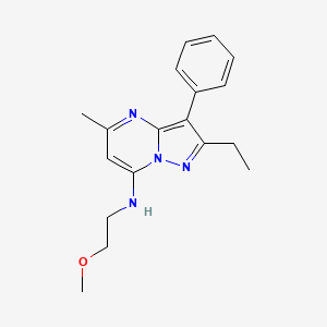 molecular formula C18H22N4O B2760793 2-ethyl-N-(2-methoxyethyl)-5-methyl-3-phenylpyrazolo[1,5-a]pyrimidin-7-amine CAS No. 900264-11-1