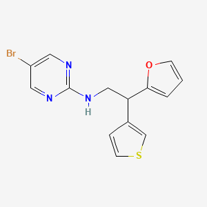 molecular formula C14H12BrN3OS B2760822 5-Bromo-N-[2-(furan-2-yl)-2-thiophen-3-ylethyl]pyrimidin-2-amine CAS No. 2379995-99-8