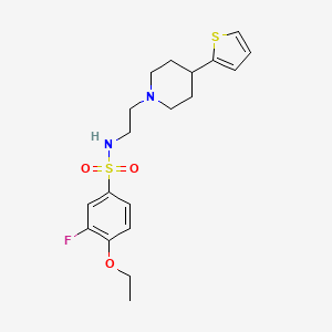 molecular formula C19H25FN2O3S2 B2760827 4-ethoxy-3-fluoro-N-(2-(4-(thiophen-2-yl)piperidin-1-yl)ethyl)benzenesulfonamide CAS No. 1448076-57-0
