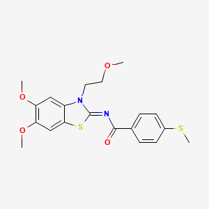 molecular formula C20H22N2O4S2 B2760848 (Z)-N-(5,6-dimethoxy-3-(2-methoxyethyl)benzo[d]thiazol-2(3H)-ylidene)-4-(methylthio)benzamide CAS No. 896360-31-9