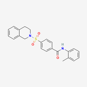 molecular formula C23H22N2O3S B2760850 4-((3,4-dihydroisoquinolin-2(1H)-yl)sulfonyl)-N-(o-tolyl)benzamide CAS No. 391876-72-5