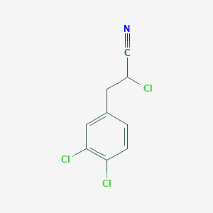 molecular formula C9H6Cl3N B2760855 2-Chloro-3-(3,4-dichlorophenyl)propanenitrile CAS No. 21342-90-5
