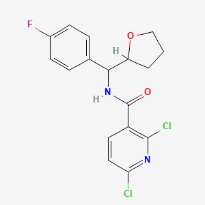 2,6-dichloro-N-[(4-fluorophenyl)(oxolan-2-yl)methyl]pyridine-3-carboxamide