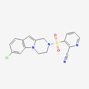 molecular formula C17H13ClN4O2S B2760860 3-[(7-Chloro-3,4-dihydro-1H-pyrazino[1,2-a]indol-2-yl)sulfonyl]pyridine-2-carbonitrile CAS No. 2223826-47-7