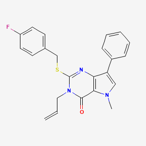 molecular formula C23H20FN3OS B2760866 3-allyl-2-((4-fluorobenzyl)thio)-5-methyl-7-phenyl-3H-pyrrolo[3,2-d]pyrimidin-4(5H)-one CAS No. 1110999-70-6