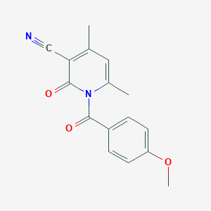 molecular formula C16H14N2O3 B276087 1-(4-Methoxybenzoyl)-4,6-dimethyl-2-oxo-1,2-dihydropyridine-3-carbonitrile 