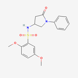 molecular formula C18H20N2O5S B2760871 2,5-dimethoxy-N-(5-oxo-1-phenylpyrrolidin-3-yl)benzenesulfonamide CAS No. 896307-30-5