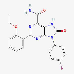 molecular formula C20H16FN5O3 B2760872 2-(2-ethoxyphenyl)-9-(4-fluorophenyl)-8-oxo-8,9-dihydro-7H-purine-6-carboxamide CAS No. 869069-02-3