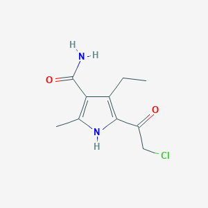 molecular formula C10H13ClN2O2 B2760875 5-(2-Chloroacetyl)-4-ethyl-2-methyl-1H-pyrrole-3-carboxamide CAS No. 2377031-44-0