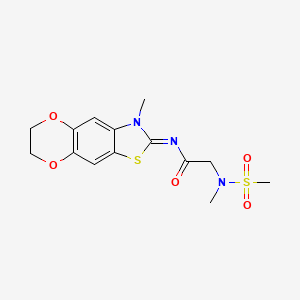 N-(3-methyl-6,7-dihydro-[1,4]dioxino[2,3-f][1,3]benzothiazol-2-ylidene)-2-[methyl(methylsulfonyl)amino]acetamide