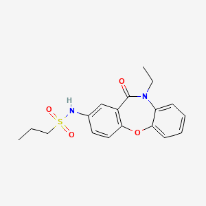 molecular formula C18H20N2O4S B2760914 N-(10-ethyl-11-oxo-10,11-dihydrodibenzo[b,f][1,4]oxazepin-2-yl)propane-1-sulfonamide CAS No. 921919-91-7