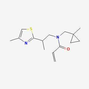 molecular formula C15H22N2OS B2760917 N-[(1-Methylcyclopropyl)methyl]-N-[2-(4-methyl-1,3-thiazol-2-yl)propyl]prop-2-enamide CAS No. 2411294-69-2
