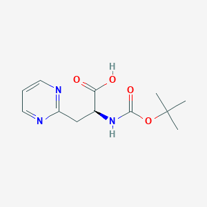 molecular formula C12H17N3O4 B2760919 (S)-2-((tert-Butoxycarbonyl)amino)-3-(pyrimidin-2-yl)propanoic acid CAS No. 1251904-53-6
