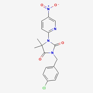molecular formula C17H15ClN4O4 B2760920 3-(4-chlorobenzyl)-5,5-dimethyl-1-(5-nitro-2-pyridinyl)-1H-imidazole-2,4(3H,5H)-dione CAS No. 900019-17-2