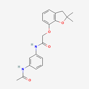 molecular formula C20H22N2O4 B2760926 N-(3-acetamidophenyl)-2-[(2,2-dimethyl-3H-1-benzofuran-7-yl)oxy]acetamide CAS No. 939132-72-6