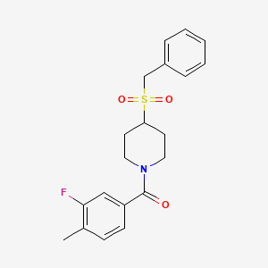 molecular formula C20H22FNO3S B2760927 (4-(Benzylsulfonyl)piperidin-1-yl)(3-fluoro-4-methylphenyl)methanone CAS No. 2034608-42-7