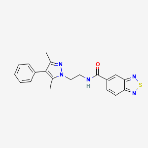 molecular formula C20H19N5OS B2760937 N-[2-(3,5-二甲基-4-苯基-1H-吡唑-1-基)乙基]-2,1,3-苯并噻二唑-5-甲酰胺 CAS No. 2097864-80-5