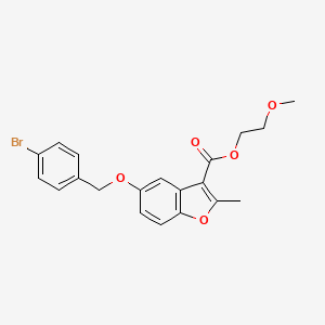 molecular formula C20H19BrO5 B2760954 2-Methoxyethyl 5-[(4-bromophenyl)methoxy]-2-methyl-1-benzofuran-3-carboxylate CAS No. 307551-93-5